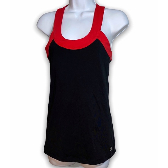 ALO Yoga Tops - ALO Yoga Cool Fit Black Red Racer Back Color Block Tank Top Athletic Shirt S